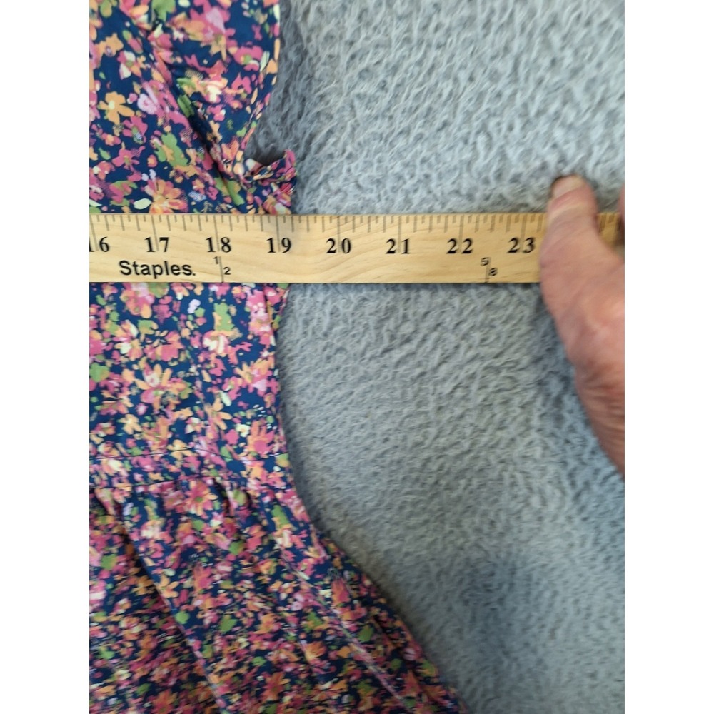 Time and Tru Mini Dress Womens Large Multicolor Floral Flutter Sleeve Pockets - Picture 2 of 10